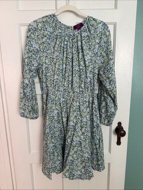J. Crew Blue and Green Floral Asymmetrical Dress